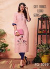 Pink Colour FG Krisha Vol-8 Pure Khadi Cotton Hand Work Office Wear Kurti 1019